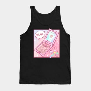 Retro 90s Japanese Kawaii Strawberry Keychain Y2K Flip Phone Tank Top